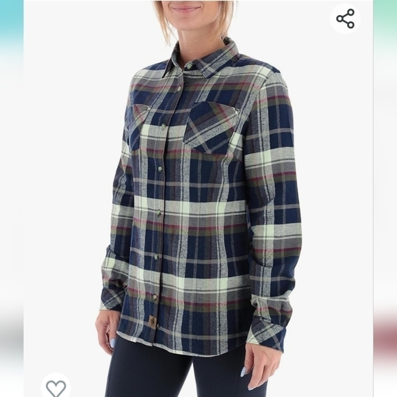 Legendary Whitetails large cotton luxury flannel plaid darted waist blue cream - Picture 10 of 12